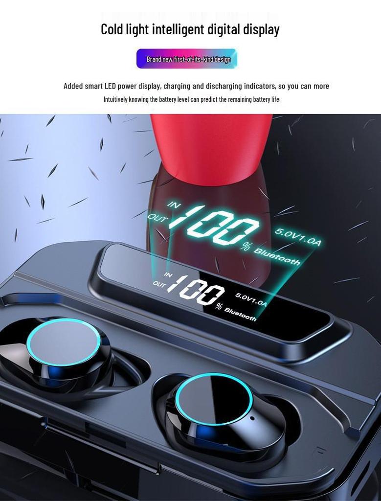 Wireless Bluetooth TWS Earbuds with Digital Display, Noise Cancelling, and Touch Control