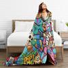 Cartoon Cute Doodle Plush Blankets Students  Flannel Throw Blanket For Home Warm Soft Custom Quality Bedspread Birthday Present