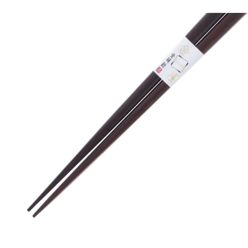Chopsticks with Gold Base, Red and White Plum Design, Natural Wood, Lacquered Finish, Pointed Tips, 20.5cm
