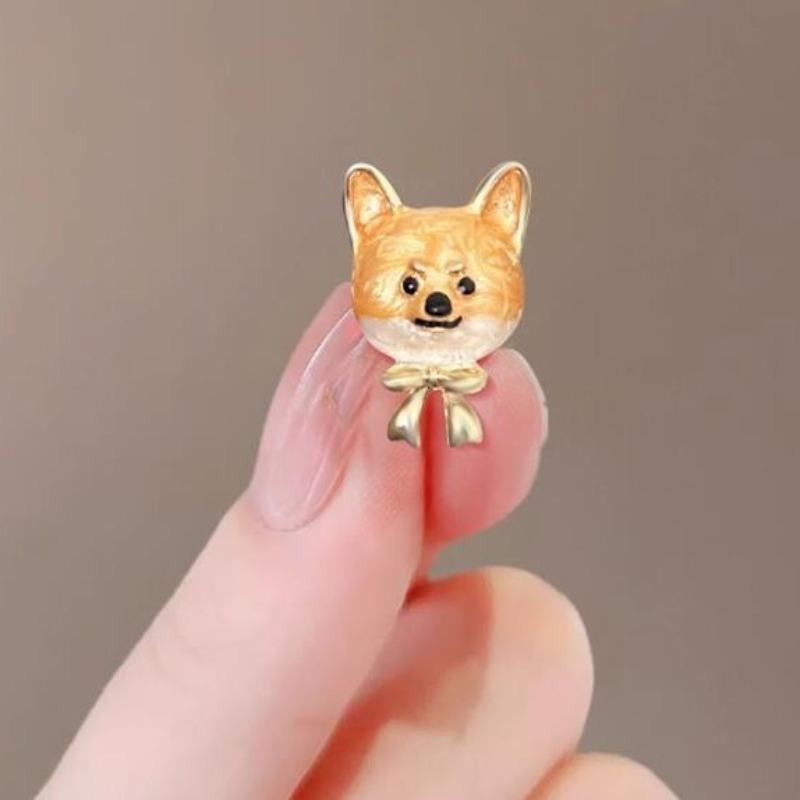 

1Pc Cute Dog Brooch with Bow Lovely Shiba Inu Animal Brooches Pins for Women Men Jewelry Accessories Party Gifts