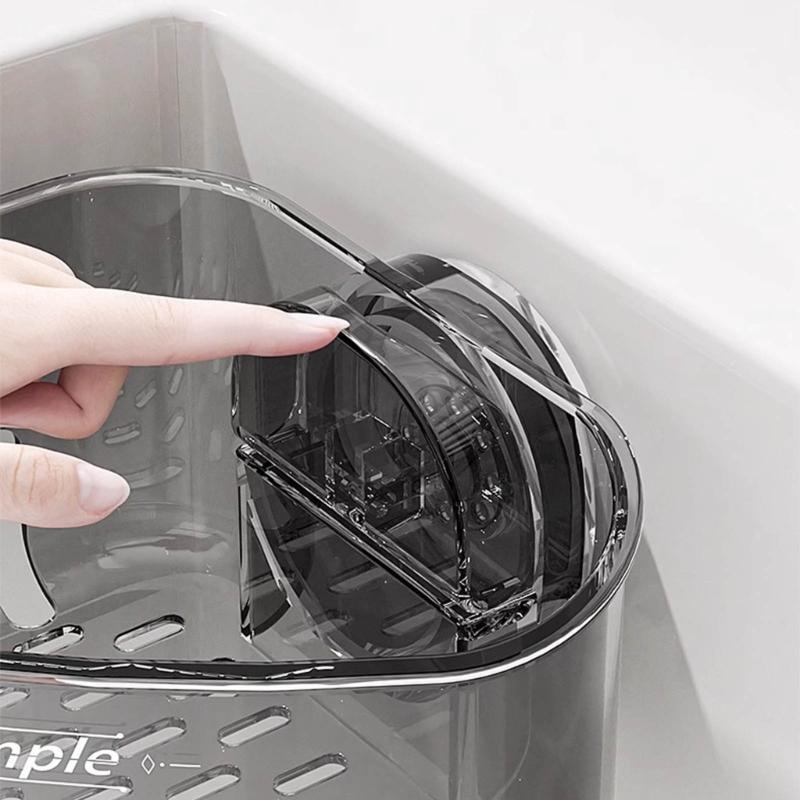 Suction Cup Corners Sink Organizers With Drainage Holes ABS Kitchen Bathroom Storage Shelf Easy Installation