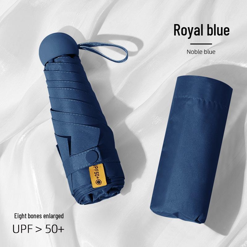 Compact Dual-Use Sun and Rain Umbrella with Black Glue Sunshade - Stylish Ladies' 5-Fold Capsule Design