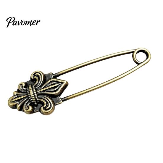 Bronze Safety Pin Vintage Pin, Large Feather Bird Leaf Flower Lapel Elegant Men Women Brooch for Coats, Jackets, Hats, Bags Durable Metal