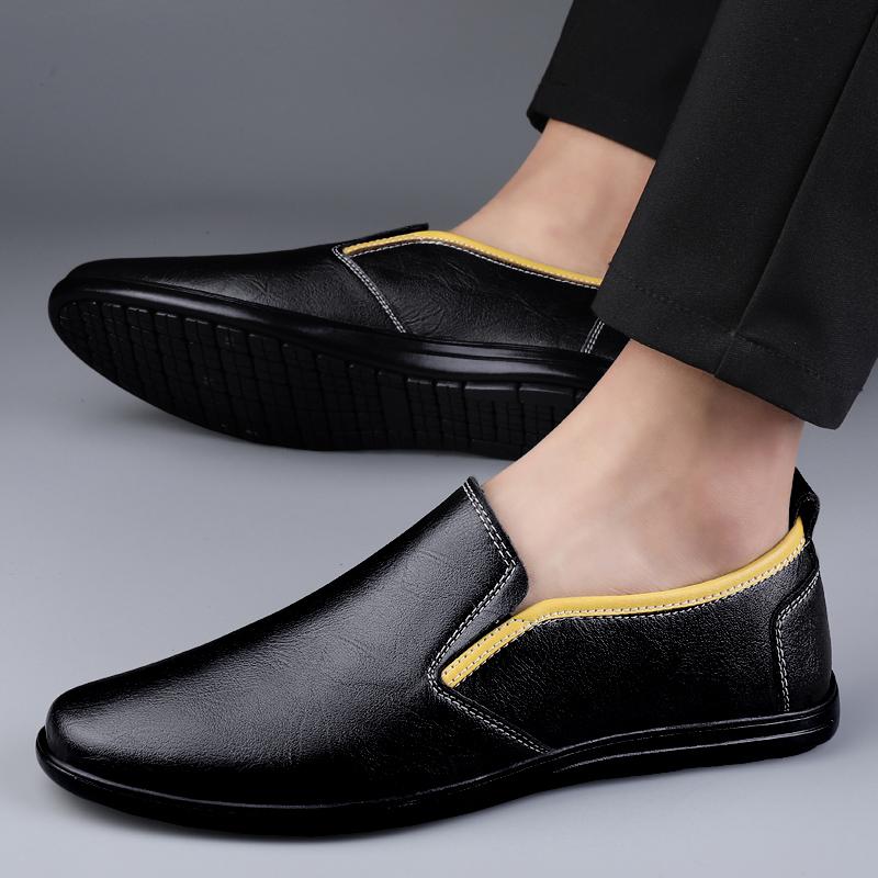 Genuine Leather Men Casual Shoes Fashion Slip On Formal Shoes Soft Comfy Lazy Shoes Loafers Lightweight Walking Shoes Mocassins