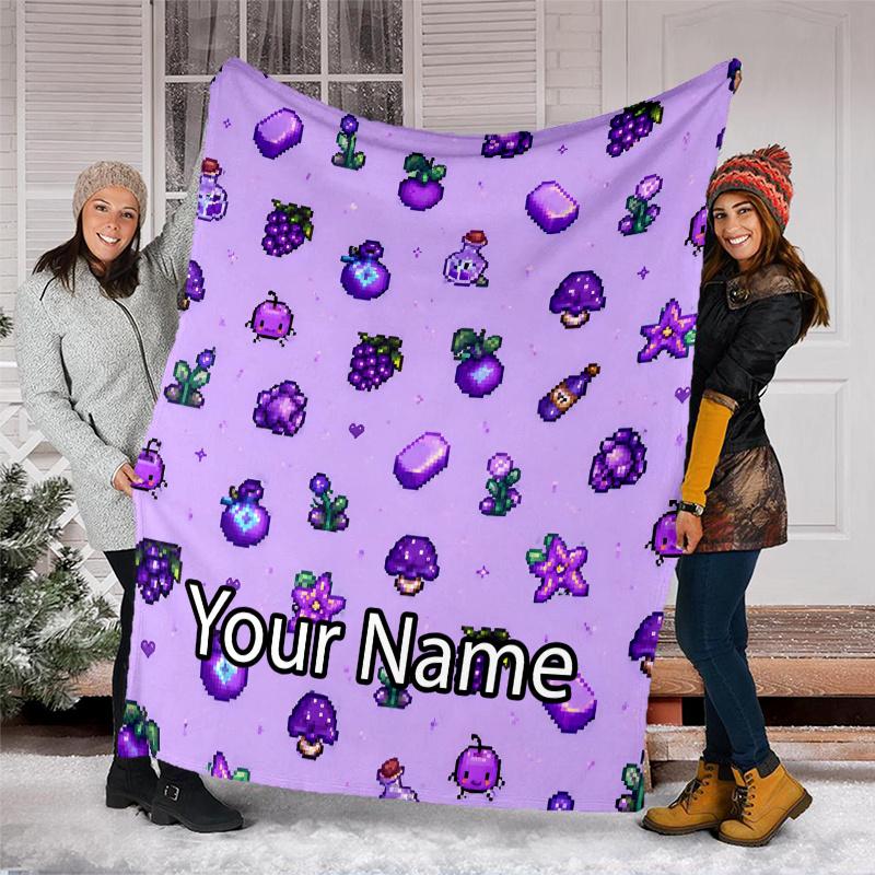 Custom Name Stardew Valley Theme Printed Blanket - Perfect for Couch, Bed, Travel & Outdoor Use | Machine Washable, Cozy & Durable.