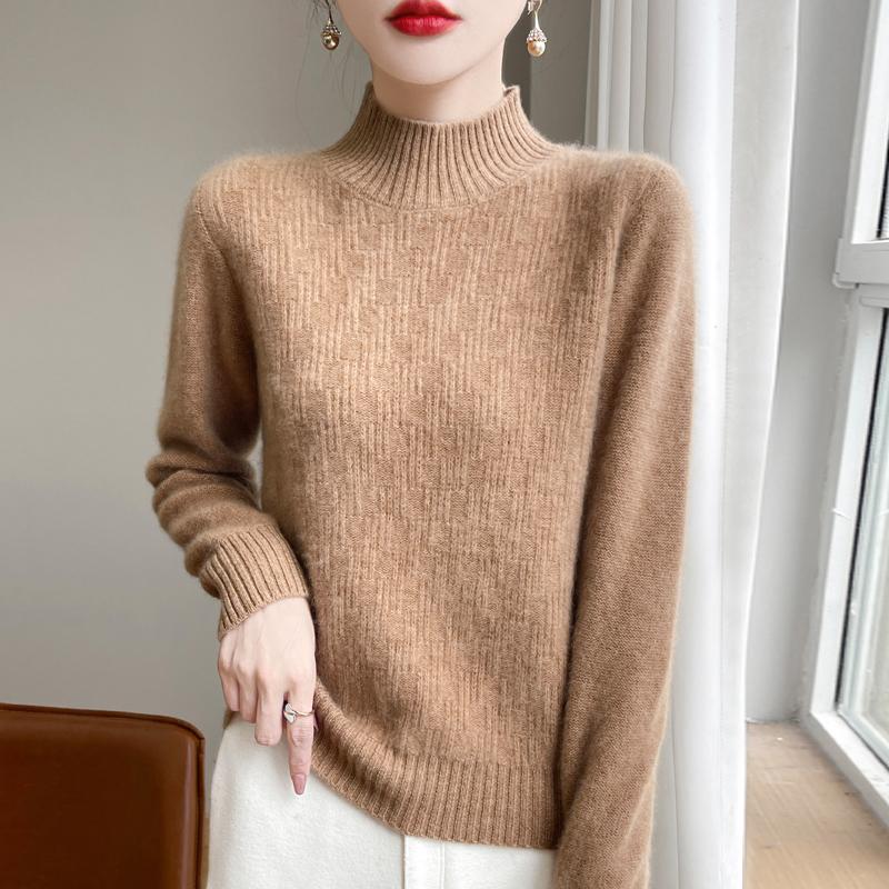 Women's Cashmere Sweater Qinghe Cashmere 30% Cashmere 70% Wool Autumn and Winter Cashmere Thick Pullover Soft and Warm