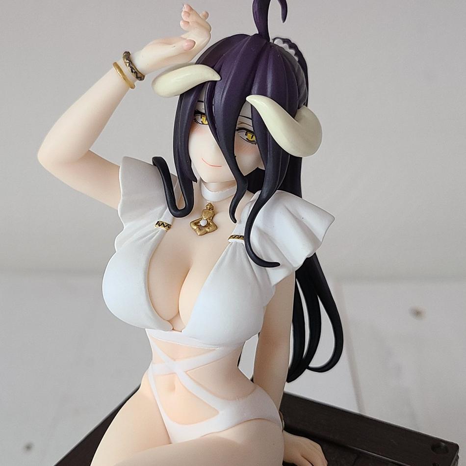 16cm Overlord Albedo Anime Figure White Swimsuit Models Collection Ornaments Action Noodle Stopper Model PVC Collectible Toy