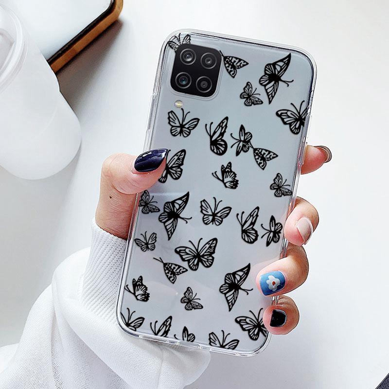 Phone Case For Samsung A12 M12 F12 Floral Silicon Cover For Samsung Galaxy A12 5G Fundas Coque Transparent Soft Capas Flower TPU