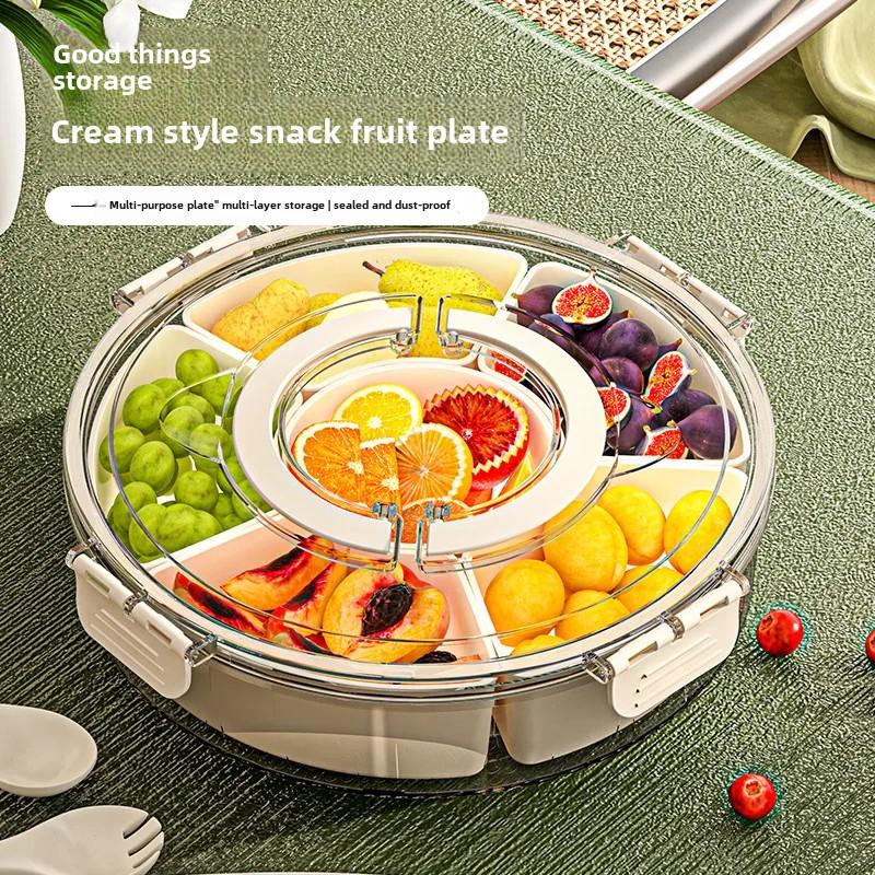 Rotate Charcuterie Container Snackle Box Container Divided Serving Tray Portable Storage Organizer for Candy Fruits Nuts Spice
