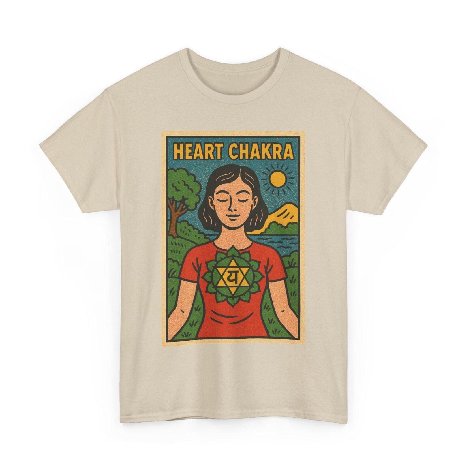 Heart Chakra T-Shirt: Retro Comic Style Spiritual Tee for Yogis S