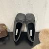 Xiaoxiangfeng Square Head Suede Soft-soled Cotton Single Shoes Women's 2025 Spring and Autumn New Shallow Bow Flat Mary Jane Shoes