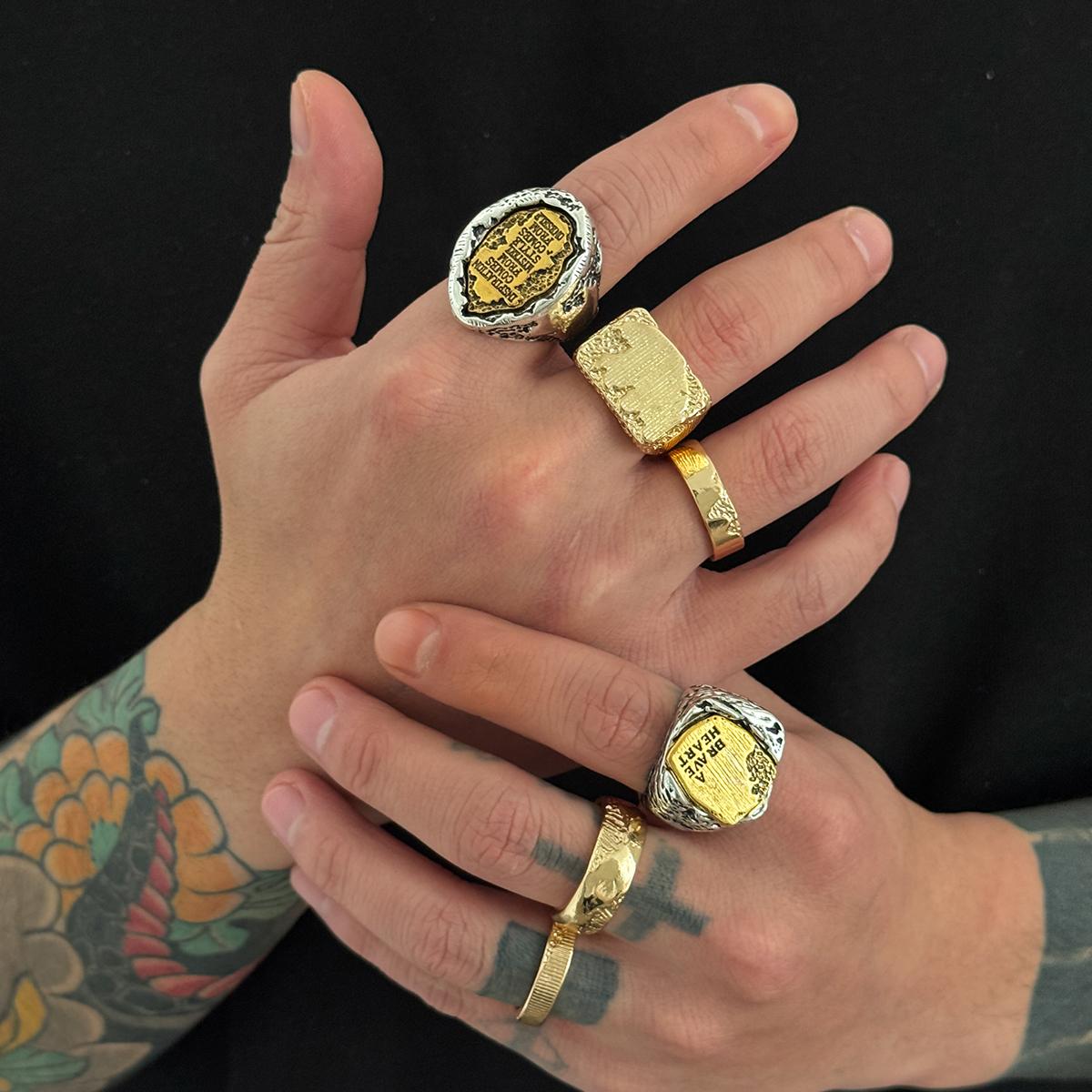 

Ingemark 6Pcs/Set Hip Hop Irregular letter Open Ring for Men 2026 New Trendy Goth Adjustable Chunky Ring Grunge Jewelry Gifts