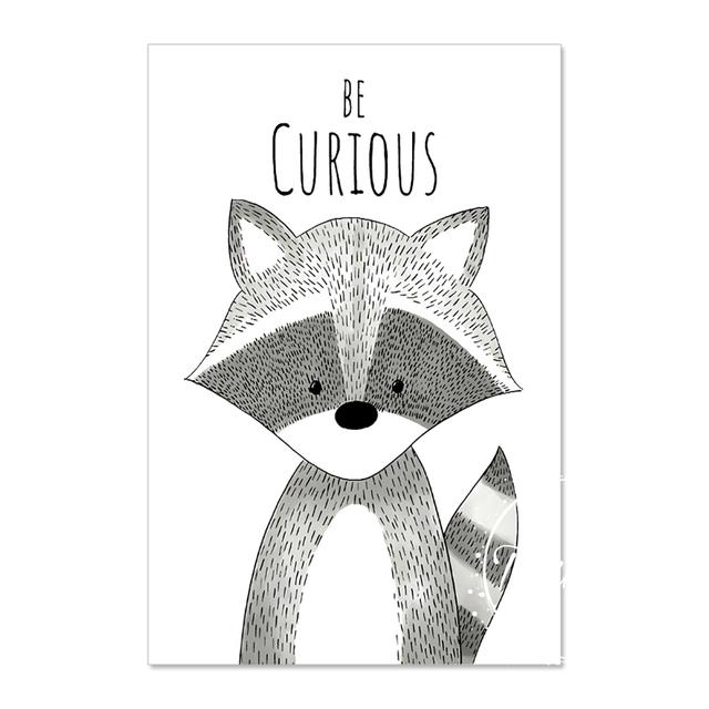 Folhas de decoração de animais, pôster de arte de parede, telas infantis, pinturas de quarto para berçário, impressões decorativas, pôsteres de parede sem moldura