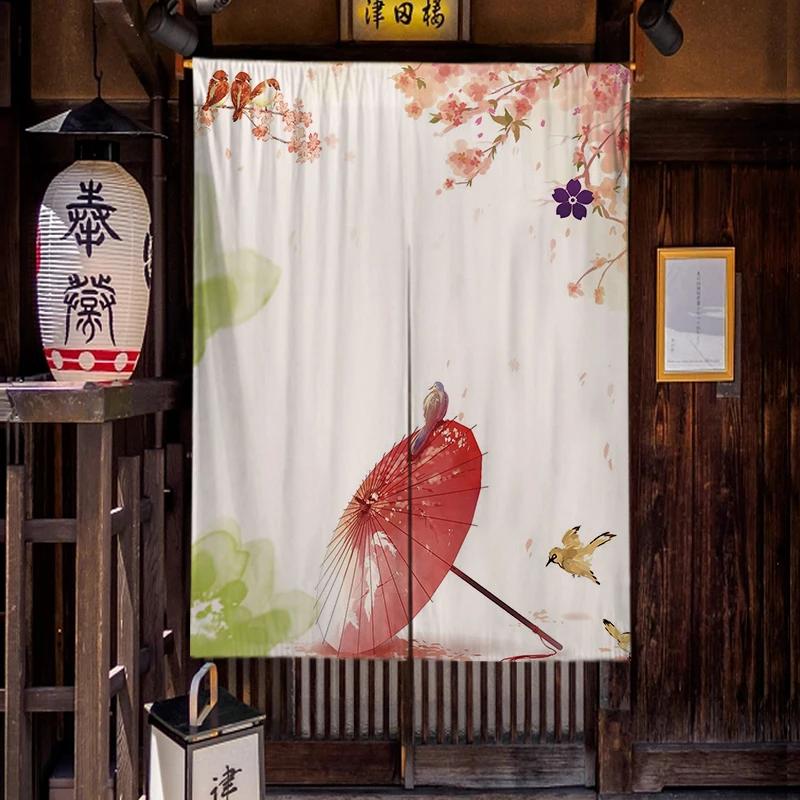 Japanese Homestay Tea Room Partition Door Head Curtain Signboard Hanging Flag Curtain Teahouse Sakura Short Curtains Decor