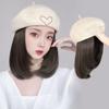 Women's Short Hair Beret Wig with Natural Collarbone-Length Hair – Stylish Autumn/Winter Octagonal Hat