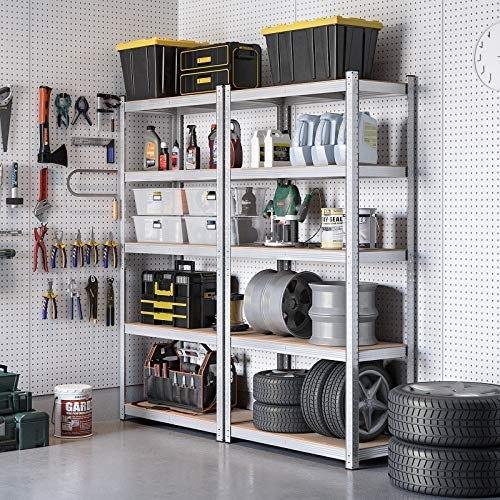 5-level Shelving, Set of 2 Steel Storage Shelving, Assembly Without Tools, for Garage, Shed, Load Capacity 875 Kg,