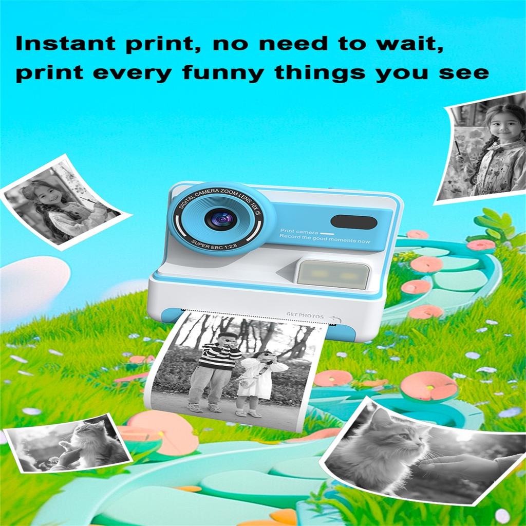 Sofortbildkamera für Kinder mit Kameras vorne und hinten, 2,4-Zoll-High-Definition-Bildschirm, Druckkamera für Kinder
