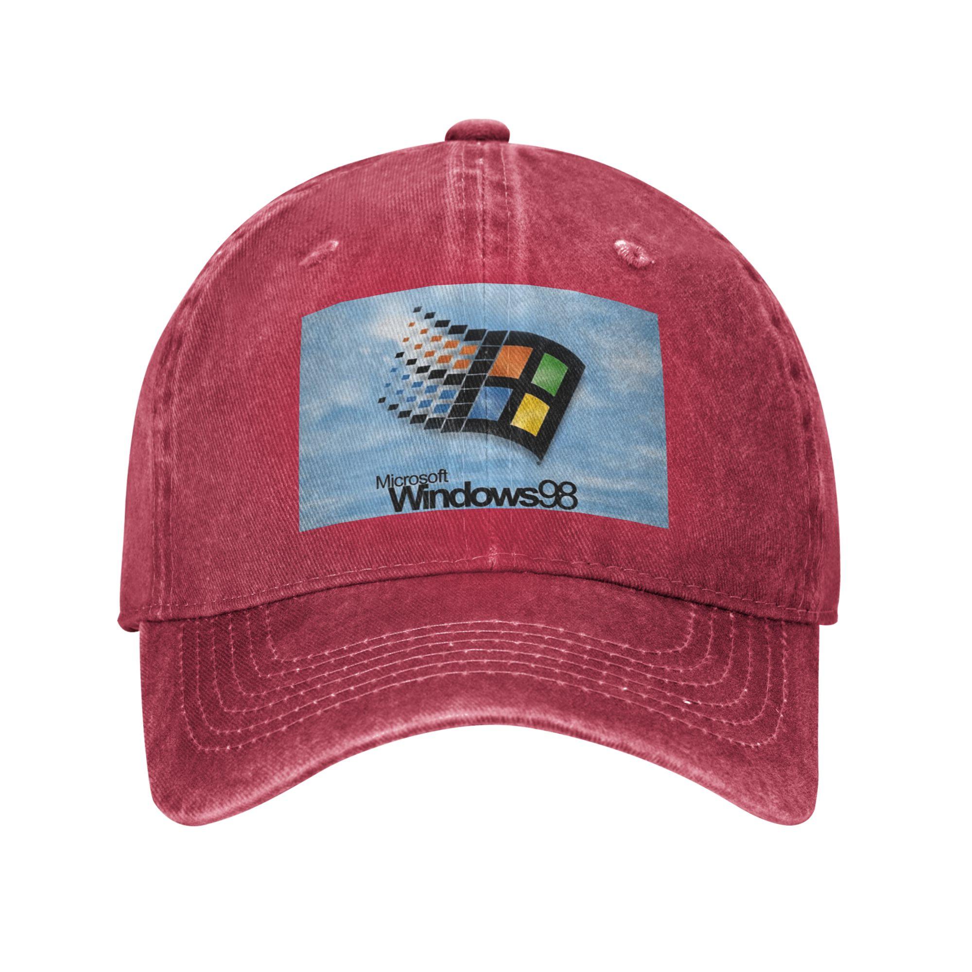 

Стартовий екран Windows 98 Кепки Модні Джинсові Капелюхи Регульовані для вулиці Кепка Хіп-Хоп Бейсболка Ковбойський Капелюх One Size