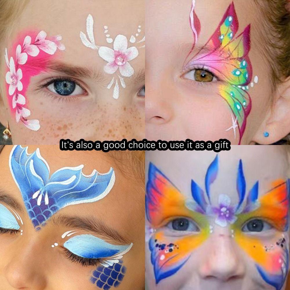 8Pcs Hollowed Body Art Stencils Multiple Pattern Face Paint Templates DIY Makeup Tools  Cosplay