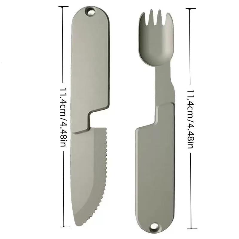 

Набор походной посуды, Набор посуды Kopak, Набор походной посуды 2 в 1, Съемная карманная вилка и ложка для дикой природы бежевый