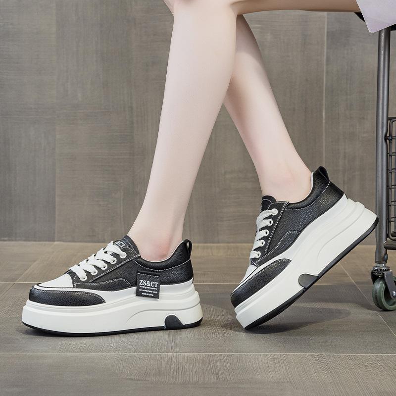 9978 leather white shoes women's spring new thick-soled comfortable non-slip versatile sports cowhide casual board shoes