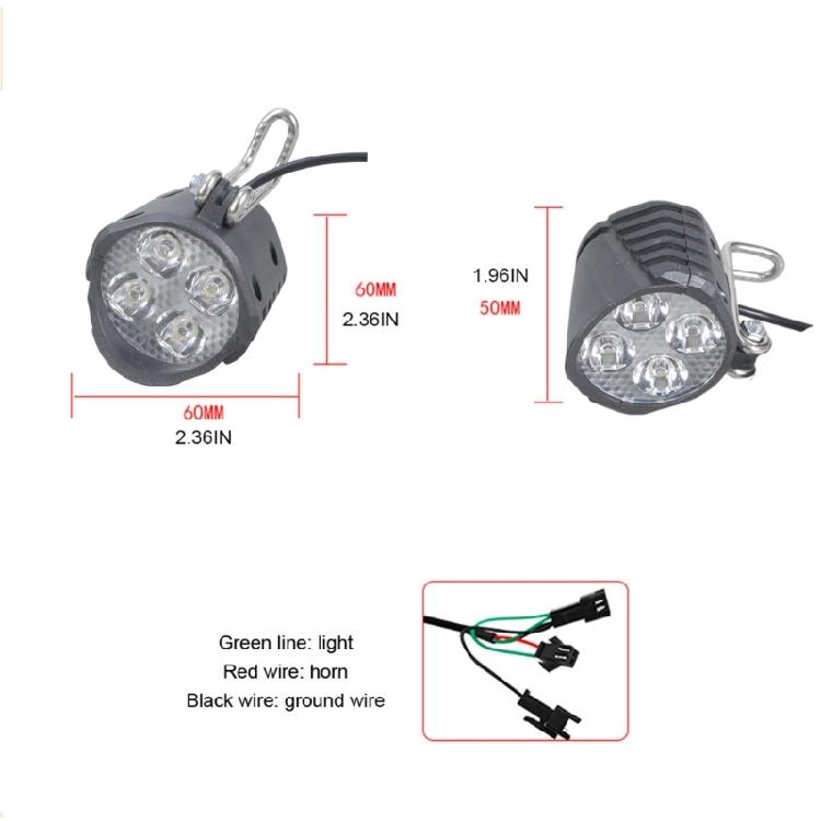 Luce LED Anteriore con Campanello per Bicicletta Elettrica E-Bike, Antiurto e Impermeabile