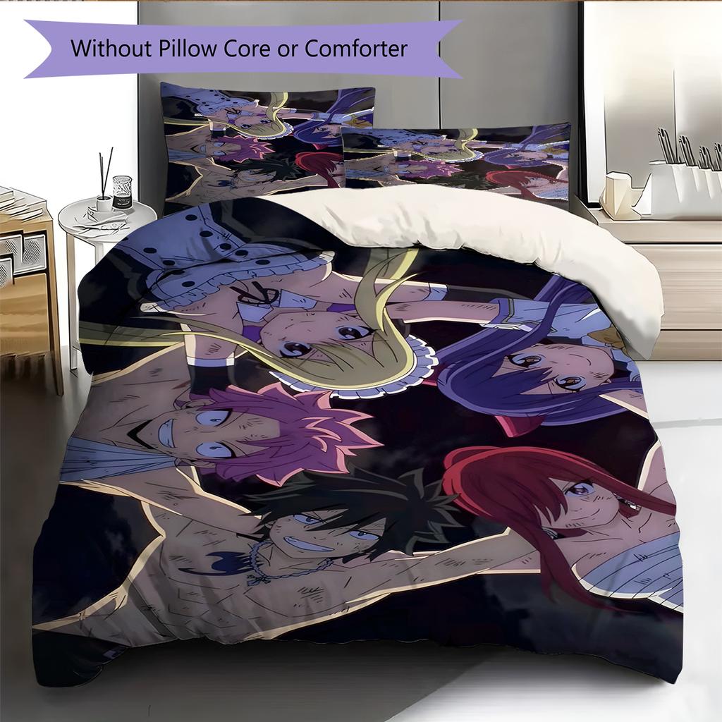Set Copripiumino Trapuntato con Motivo Anime Federe Decorazione Casa Regalo di Compleanno (1 * copripiumino + 2 * federa, senza nucleo)