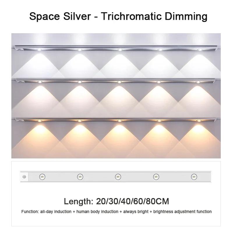 Cabinet Light USB Rechargeable Motion Sensor Ultra-thin LED Closet Light for Kitchen Wardrobe Light Fixtures 20CM/30CM/40CM