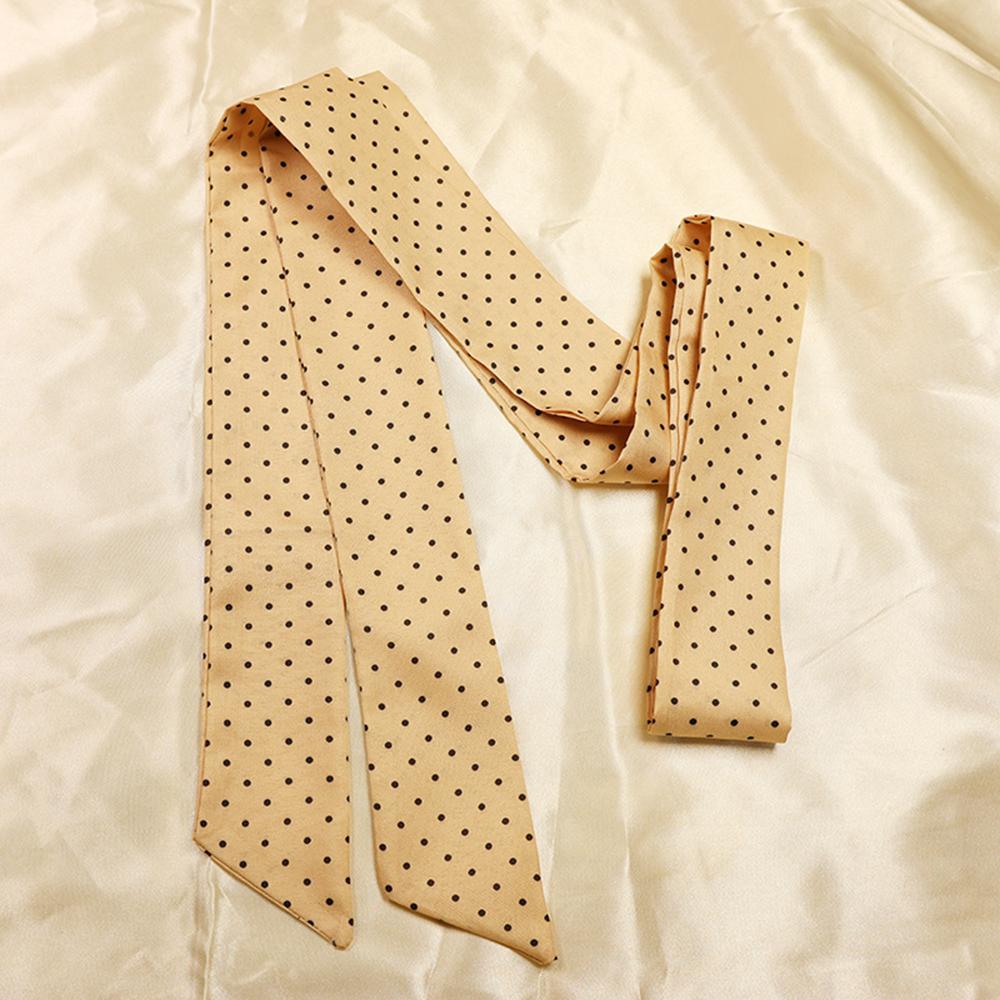 French Style High-End Black Polka Dot Scarf Women's Simple Black White Dot Long Scarf Fashion Ribbon Headband Choker Waist Belt