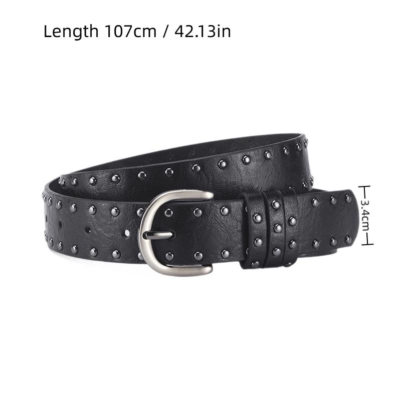 New Hip-Hop Rivet Belt Women Punk Style Pu Leather White Black Retro Belt Strap Waistband Fashion Y2K Jeans Belt Accessories