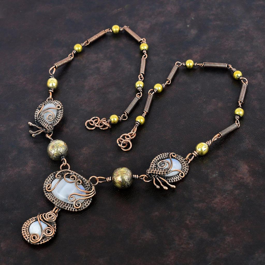 Regenbogenmondstein Halskette Kupferdraht umwickelte Halskette Verstellbare Halskette Edelsteinschmuck Handgefertigte Halskette Kupferschmuck Geschenke für Ehefrau