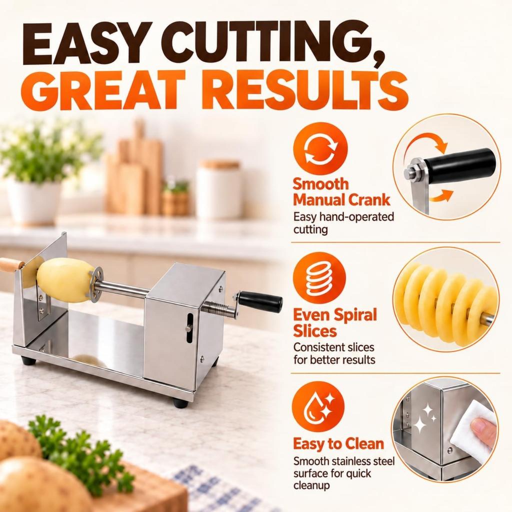 Twisted Potato Slicer,Cortador de Papas en Espiral Tornado Curly Fry Cutter