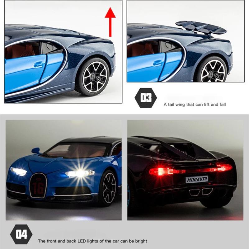 1/32 Bugatti Chiron Sports Car Metal Toy Alloy Car Diecasts & Toy Vehicles Car Model Sound and Light Model Car Toys for Children