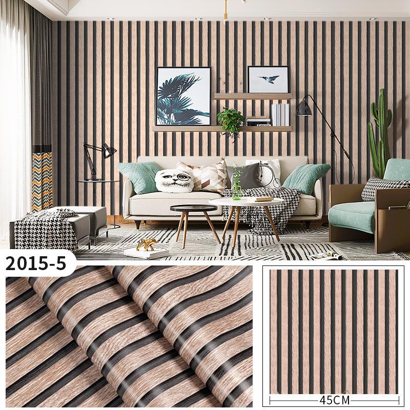 45cm*10m Self-Adhesive PVC Waterproof Peel & Stick 3D Striped Panels Wood Grain Wallpaper Furniture Accent Walls & Home Renovation Decor