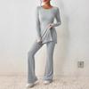 Women's Slim-Fit Crew Neck Long Sleeve Ribbed Sweater, Casual Daily Commute Wear, Stylish Knitted Top for Fall & Winter Seasons