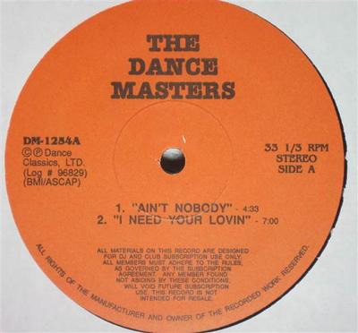 12inch Record VARIOUS - The Dance Masters DM1254 Dance Masters US Soul/Funk Used