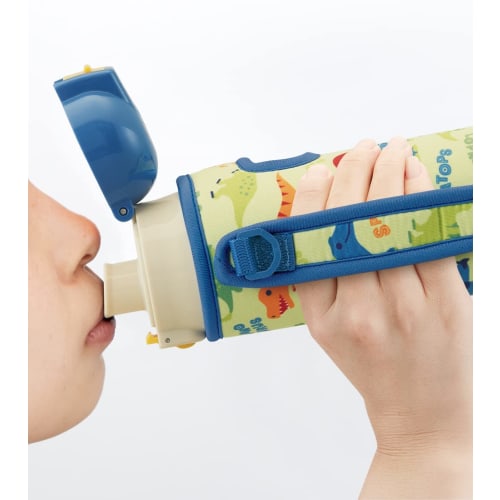 Skater Kids' Stainless Steel Water Bottle, 470ml, Direct Drinking, Dinosaur Design, Lightweight, Kid-Friendly Design for Boys, Includes Dedicated Cove