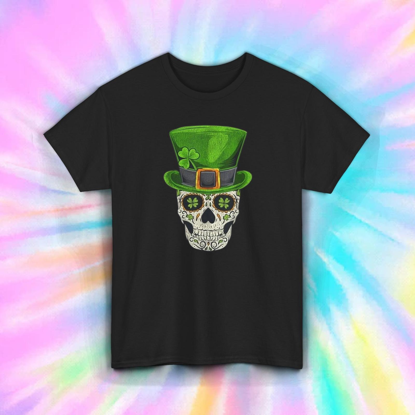 St. Patrick s Day Sugar Skull T-Shirt | Shamrock Leprechaun | Irish Pride Tee XL