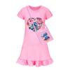 Girl Stitch Pattern Short Sleeve Nightdress With Ruffle Hem For Kids Fashion