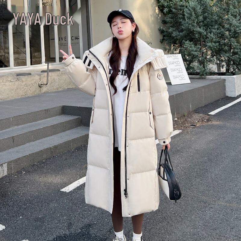 YAYA Women's 2025 Winter Mid-Length Hooded Down Jacket
