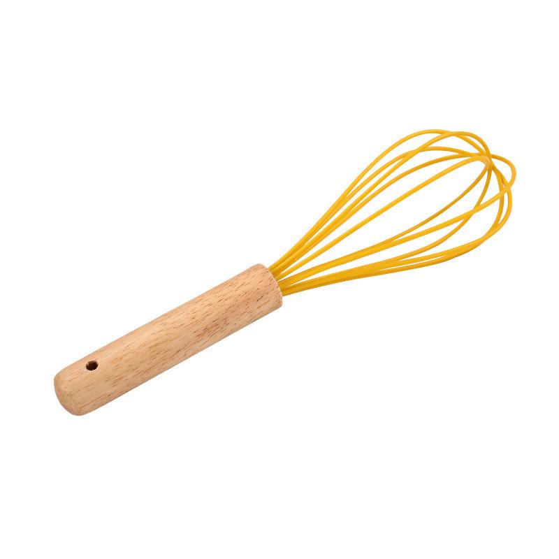 Moderner Silikon-Schneebesen mit Holzgriff zum Kochen und Backen