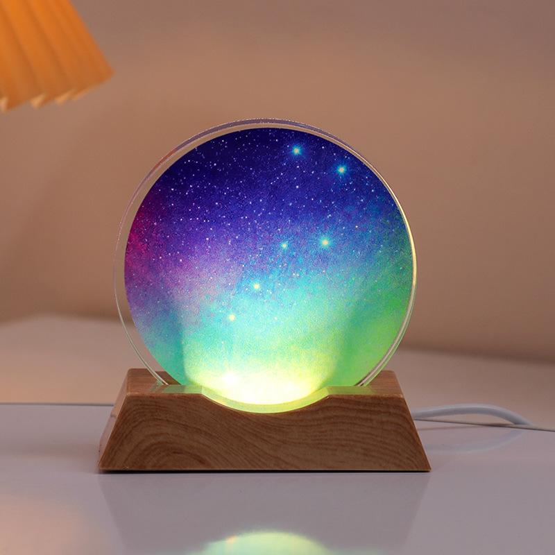 Crystal Disc Luminous Night Lamp Bedside Lamp Ambient Desk Lamp Creative Gift Desktop Decoration Ornament