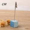 Thick And Thin Paper Clip 2 Pcs Wooden Cube Base Memo Holder with Clips, Mini Table Photo Postcard Number Stands for Name Cards, Photos, Memos,