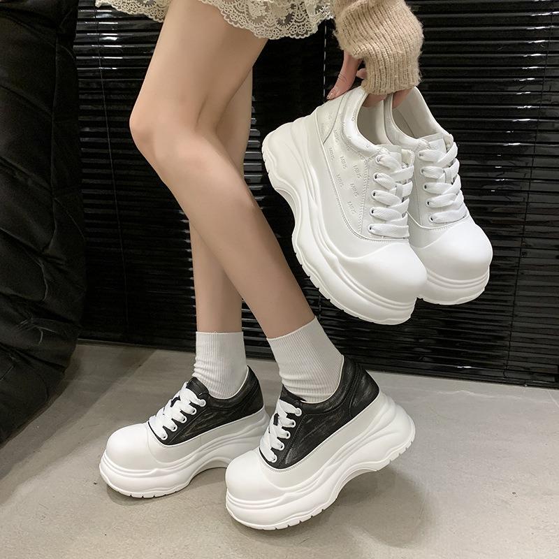 Thick-soled Inner Height Increase Fashionable Big-headed White Shoes Women's Spring New Muffin Sports and Leisure Shoes