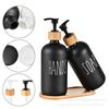 16oz Shower Gel and Hand Soap Refillable Glass Bottle with Black/White Boston Design and Bamboo Pump Head