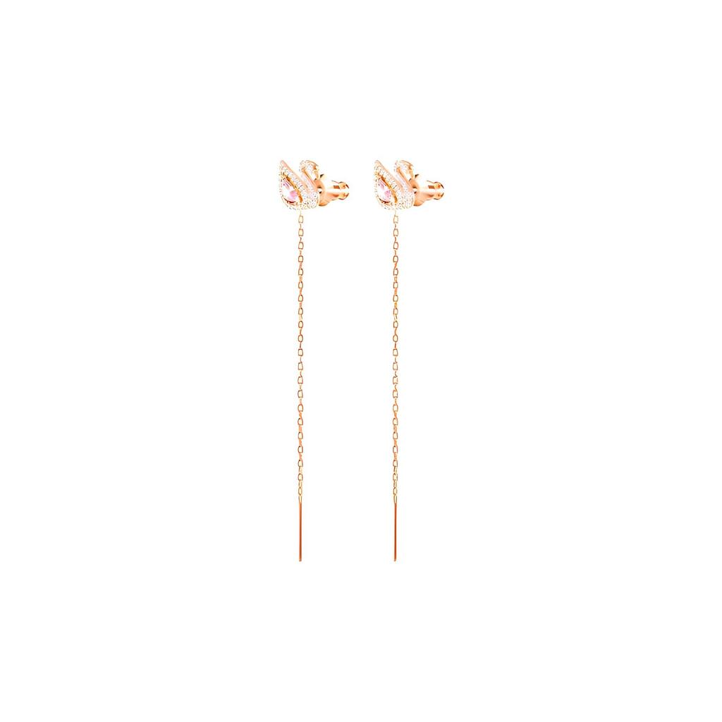 Swarovski Swan Gold Plated Earrings Womens Rouge Pink