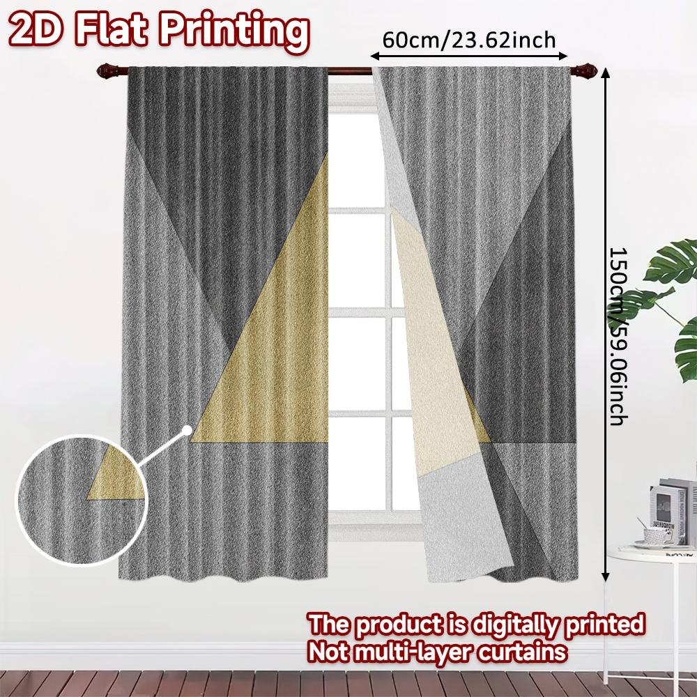 2D FLAT PRINTING 2pcs Curtains (Without Rod) Golden Triangle Abstract New year Festival Popular Curtains&Drapes Versatile