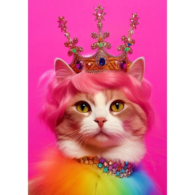 

Великолепный постер о переодевании животных, кошка-королева, модная лиса, шикарный бегемот, холст, картина, забавная настенная живопись, домашний декор 21cm×30cm NoFrame