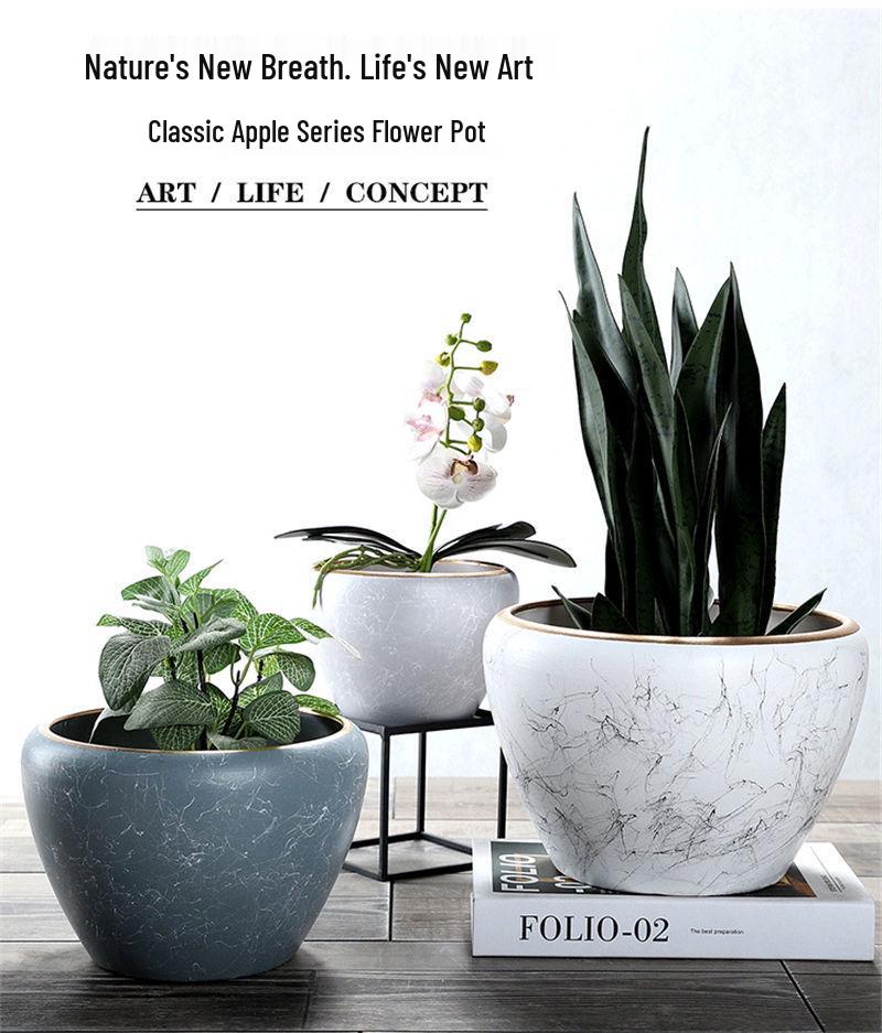 Nordic Style Extra-Large Ceramic Flower Pot for Indoor/Outdoor Use - Ideal for Money Tree, Pothos, and Creative Bonsai.