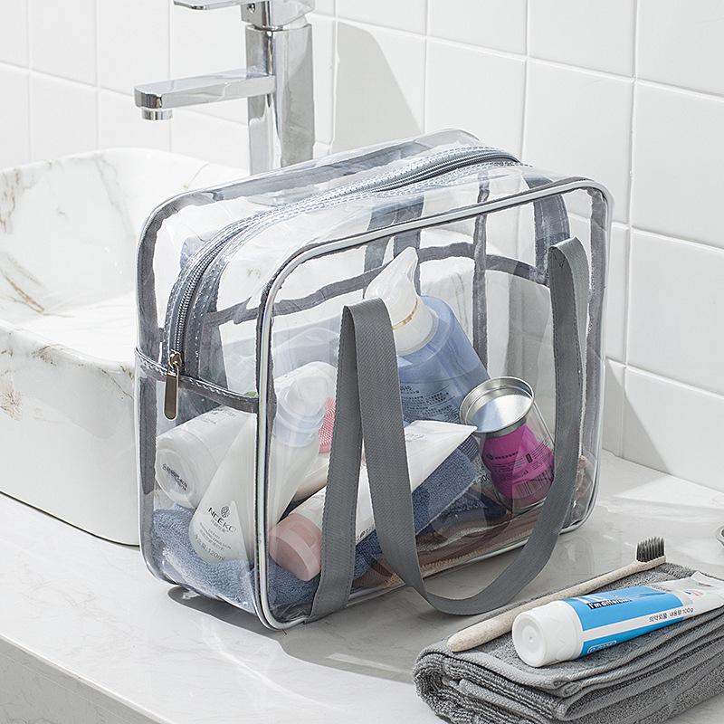 

Customizable Transparent Waterproof Makeup & Toiletry Bag – Portable, Large Capacity for Travel сірий колір